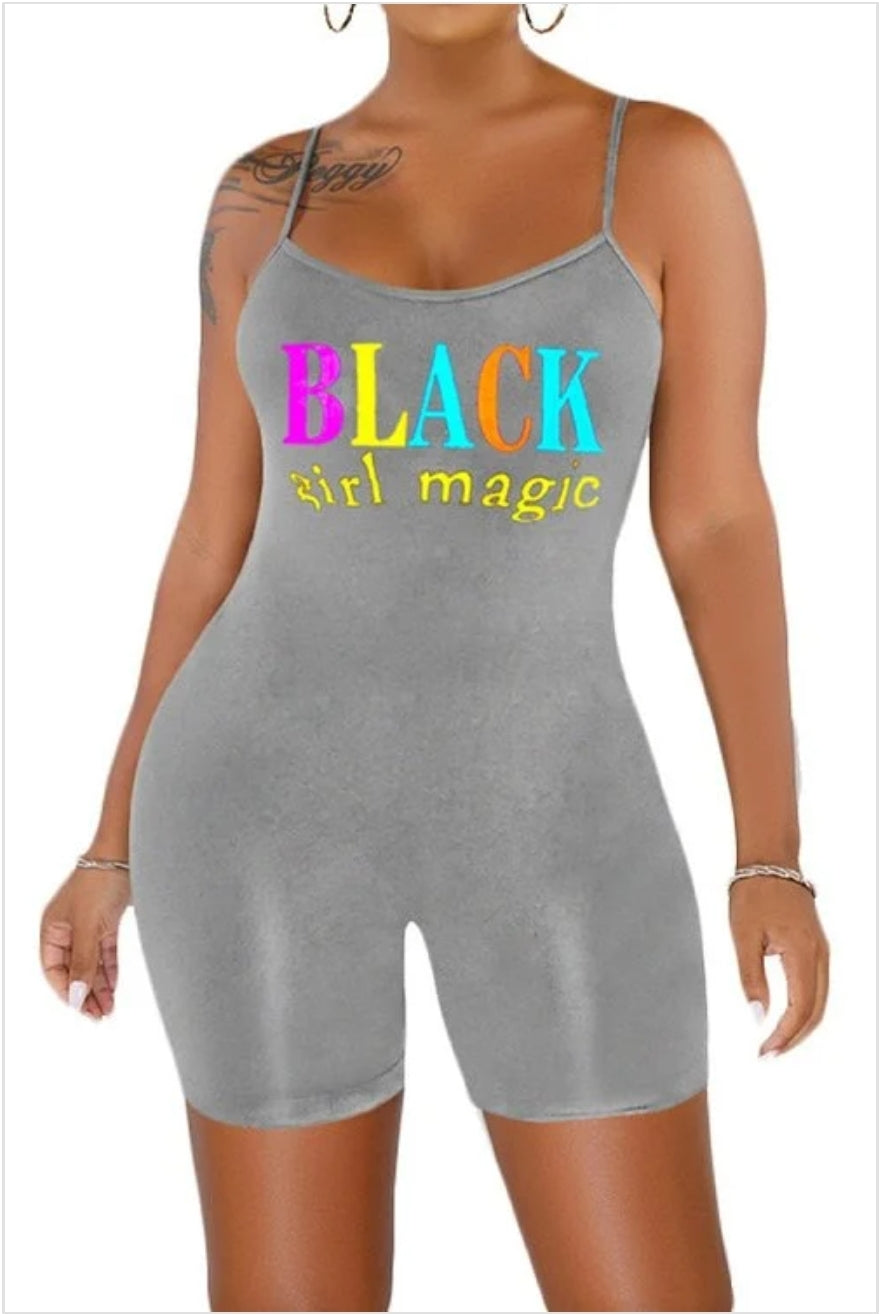 "black girl magic" printed romper