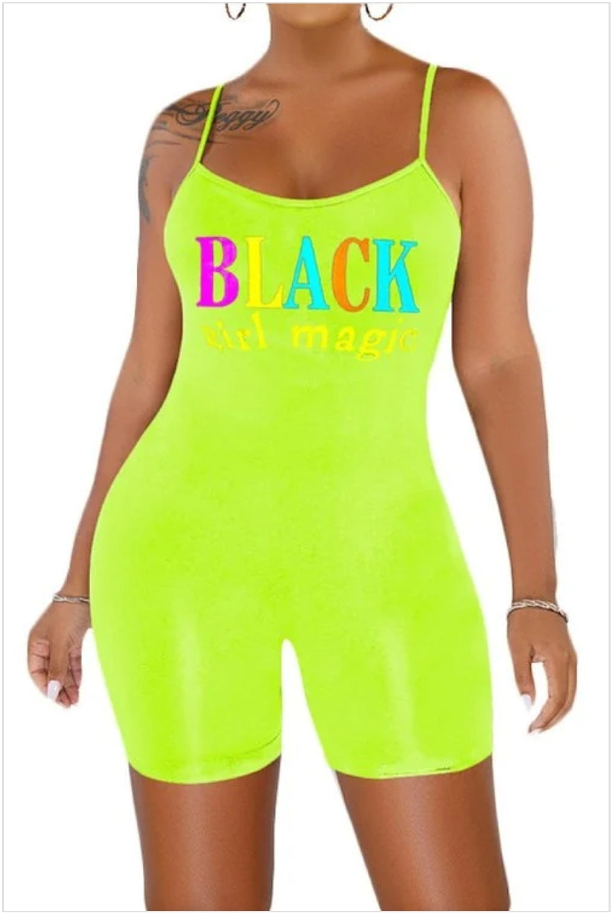 "black girl magic" printed romper
