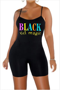 "black girl magic" printed romper