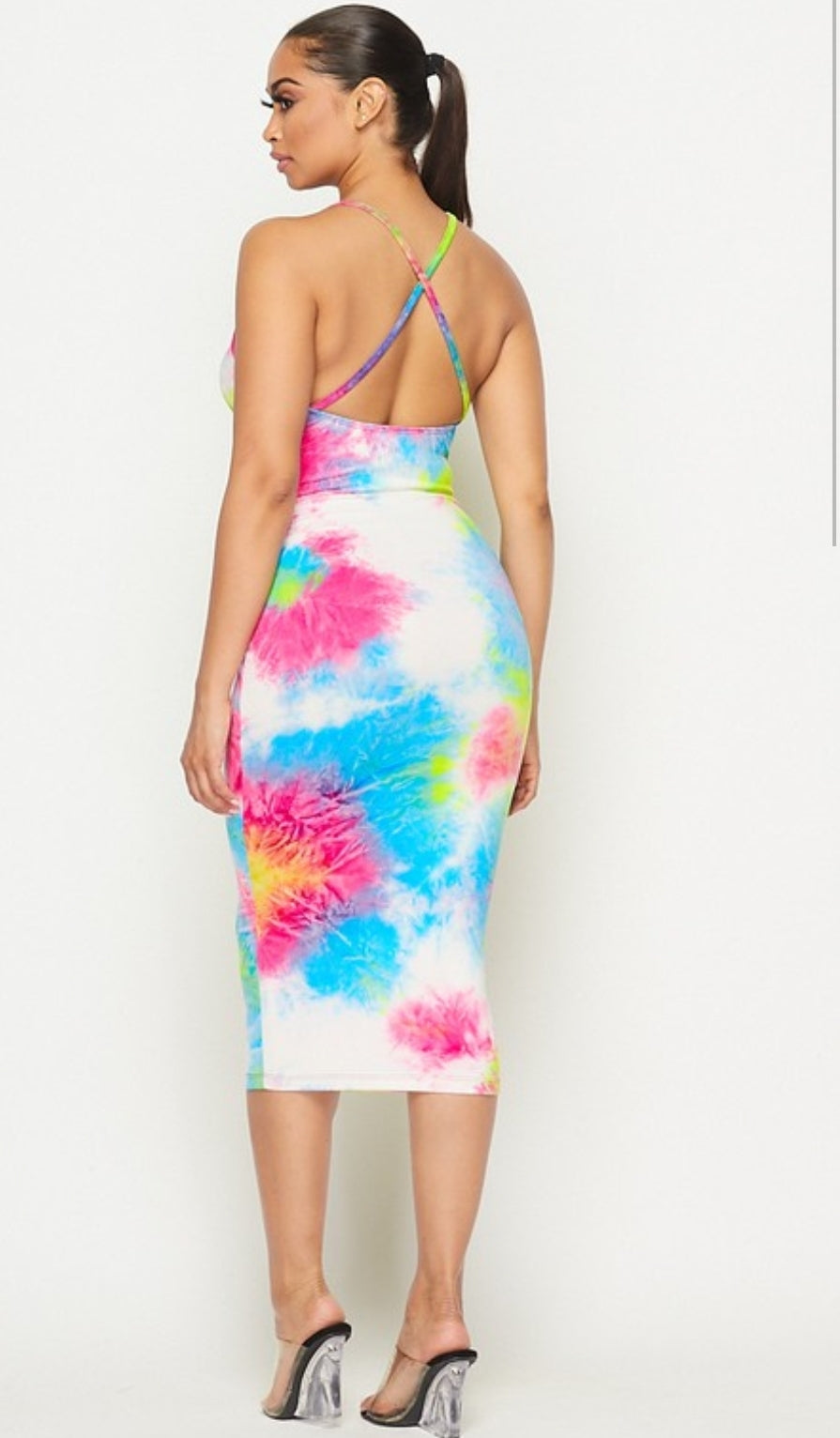 "everything you need" tie dye midi dress