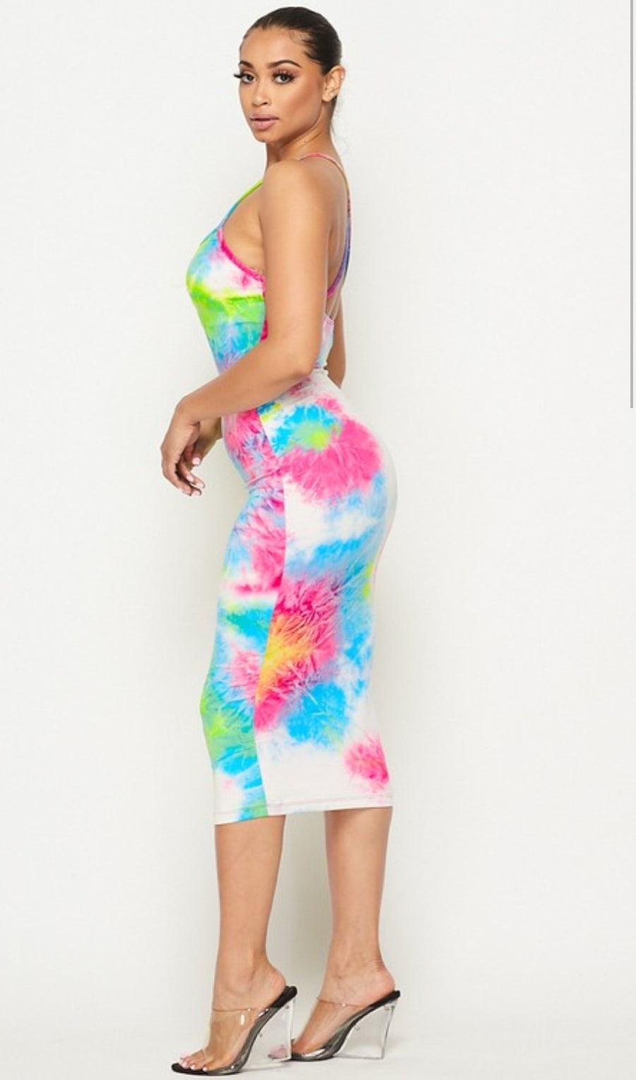 "everything you need" tie dye midi dress