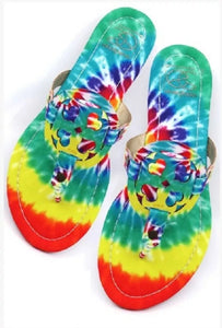 tie dye "groovy" flat sandals/slippers