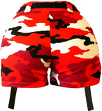 juniors buckle up red camo print cargo shorts