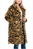 tiger print faux fur coat