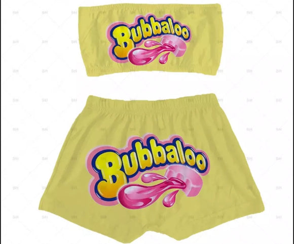 bubbaloo candy sleepwear booty shorts & tube top set