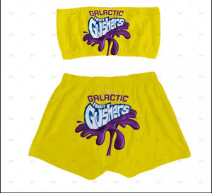gushers candy sleepwear booty shorts & tube top set