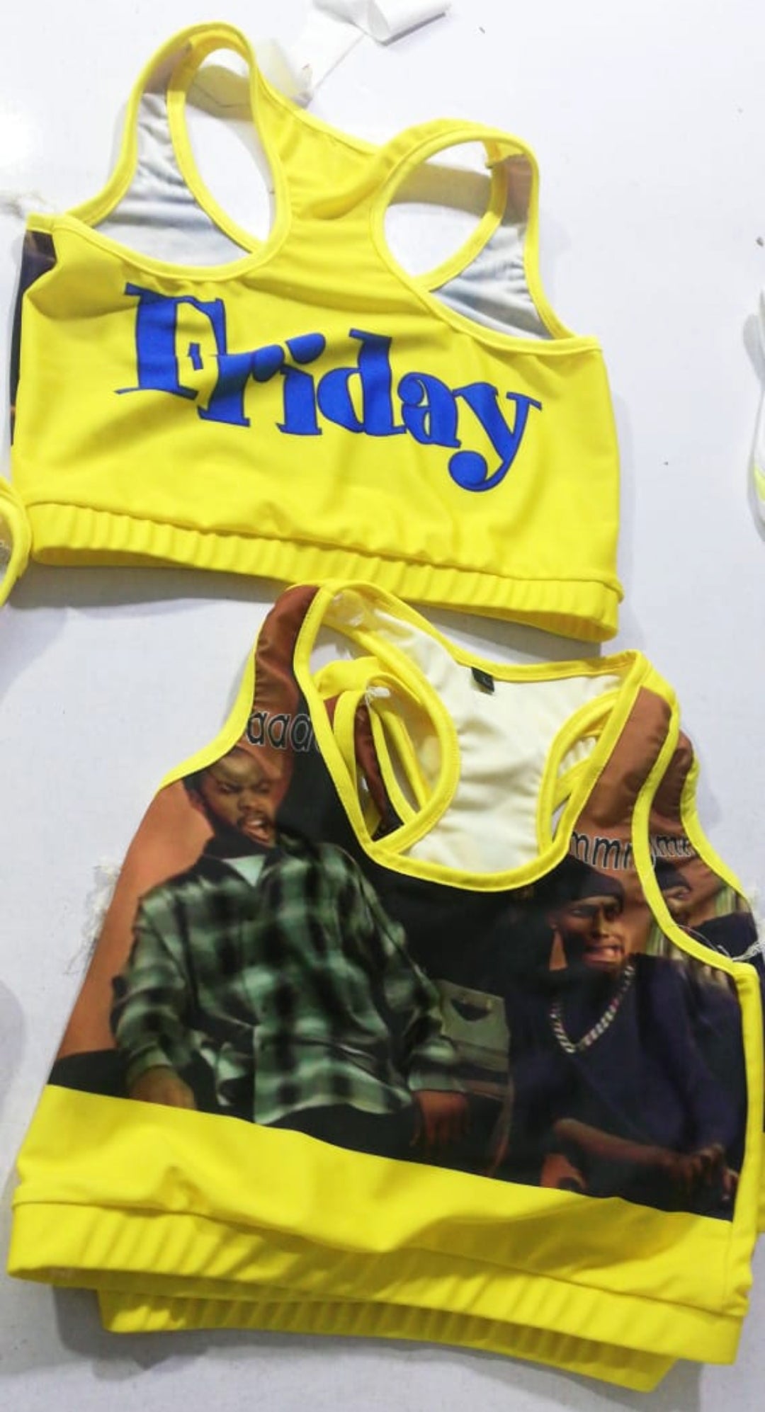 "friday" movie theme printed sleepwear snack candy booty shorts & tube top set