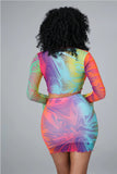 Multicolored Swirled Up Mini Skirt & Cropped Top Set