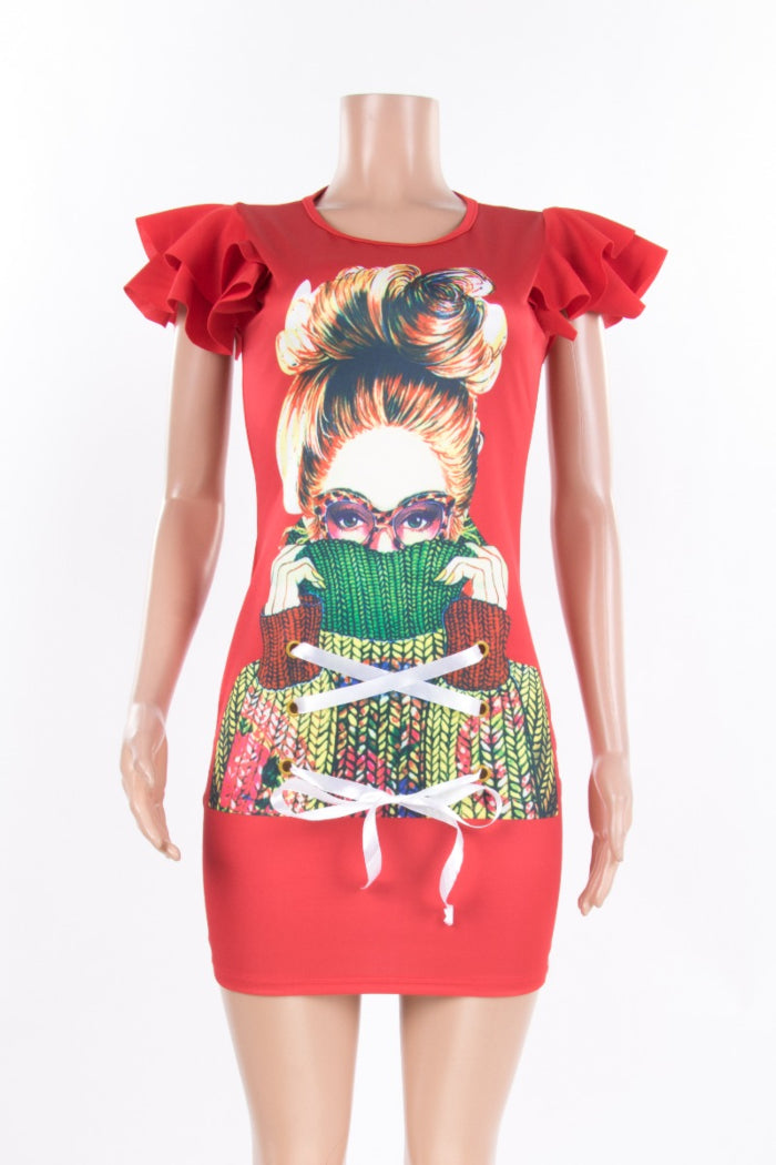 face print mini dress/top