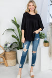 PLUS SIZE SOLID PINTUCK TUNIC BLOUSES
