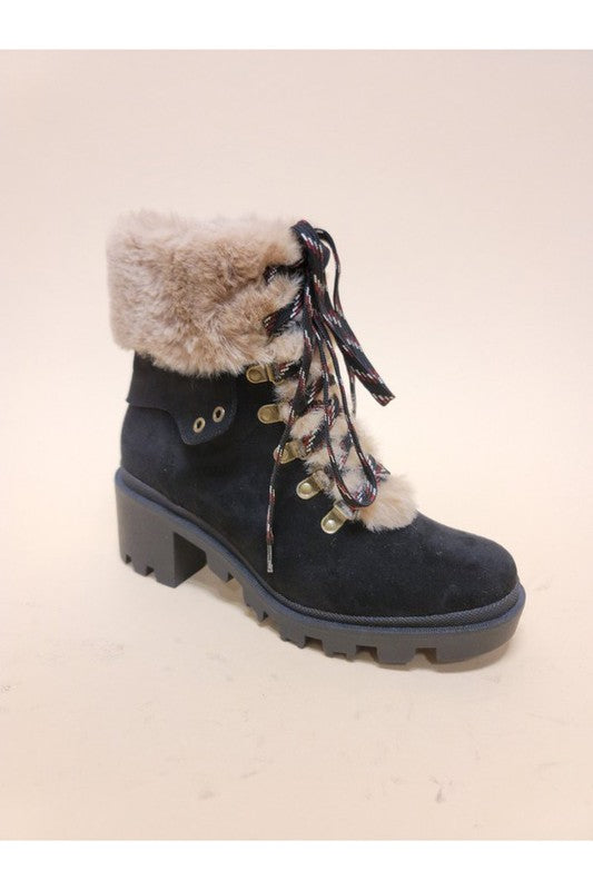 Fur Laced Up Booties