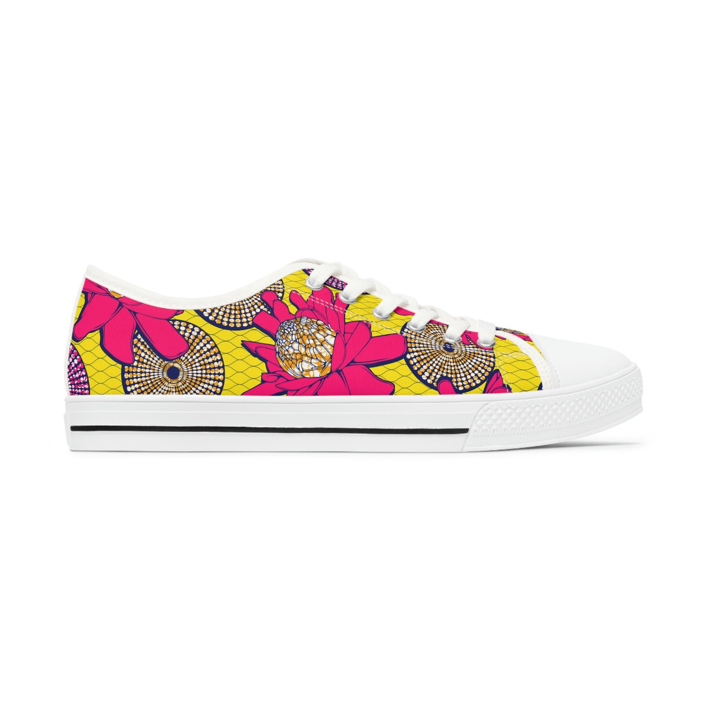 African Bold Flower Graphic Print Women's Low Top Sneakers (2 Colors)
