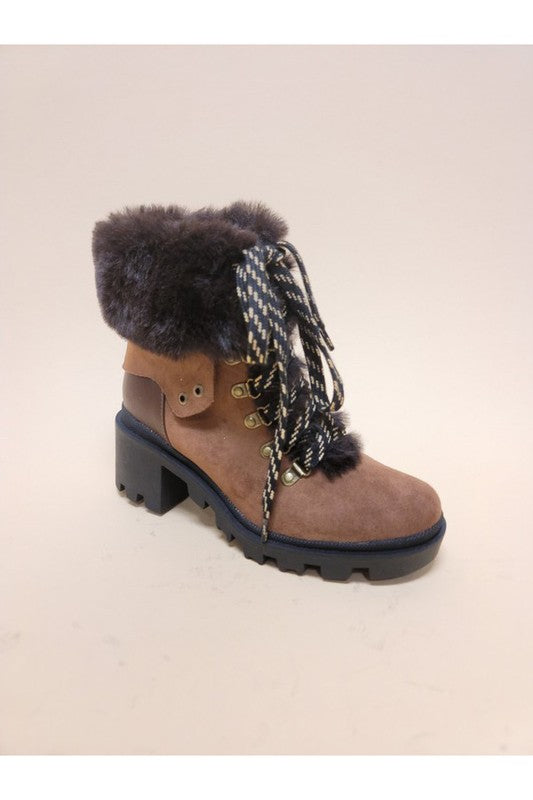 Fur Laced Up Booties
