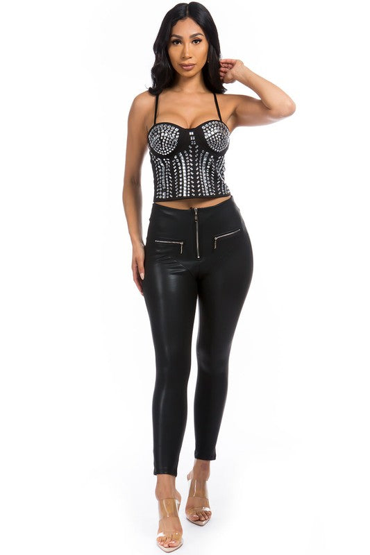 Rhinestone Cropped Top