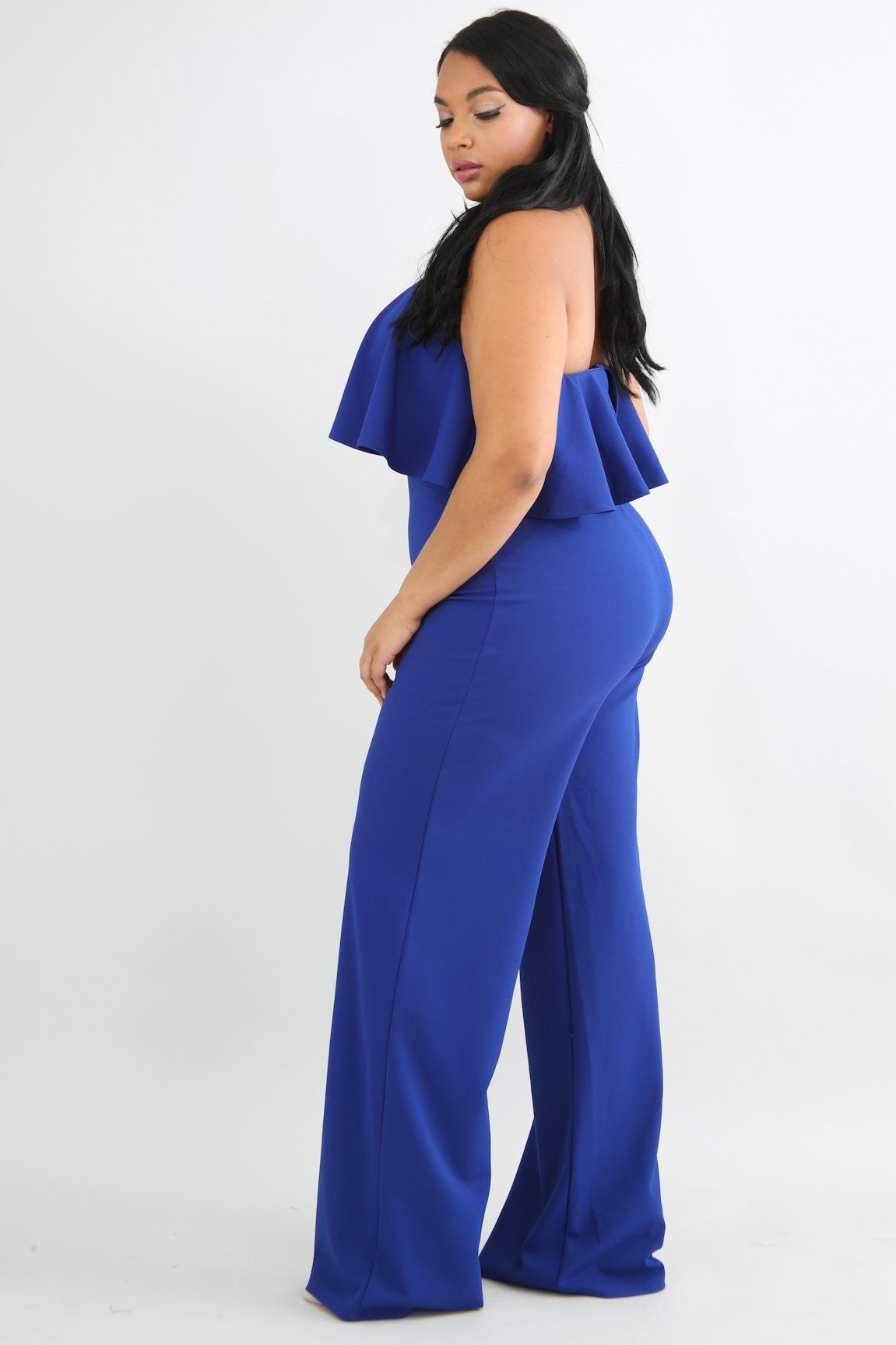 tube ruffled back zippered jumpsuit