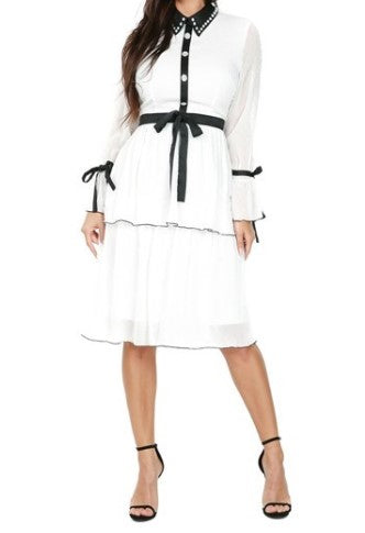 2 color blend classy bowtie dress