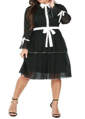 2 color blend classy bowtie dress