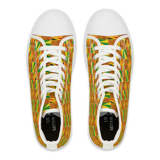Customized Kente Print Women's High Top Sneakers
