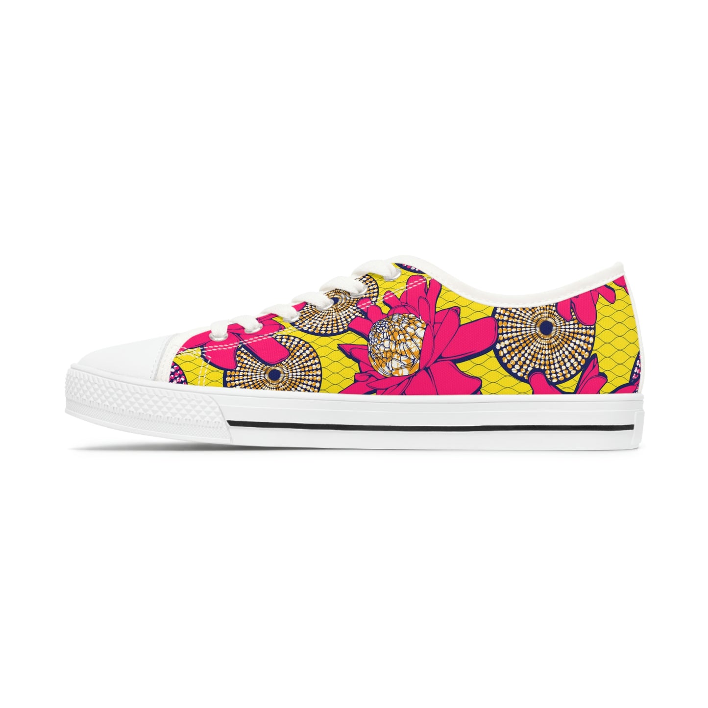 African Bold Flower Graphic Print Women's Low Top Sneakers (2 Colors)