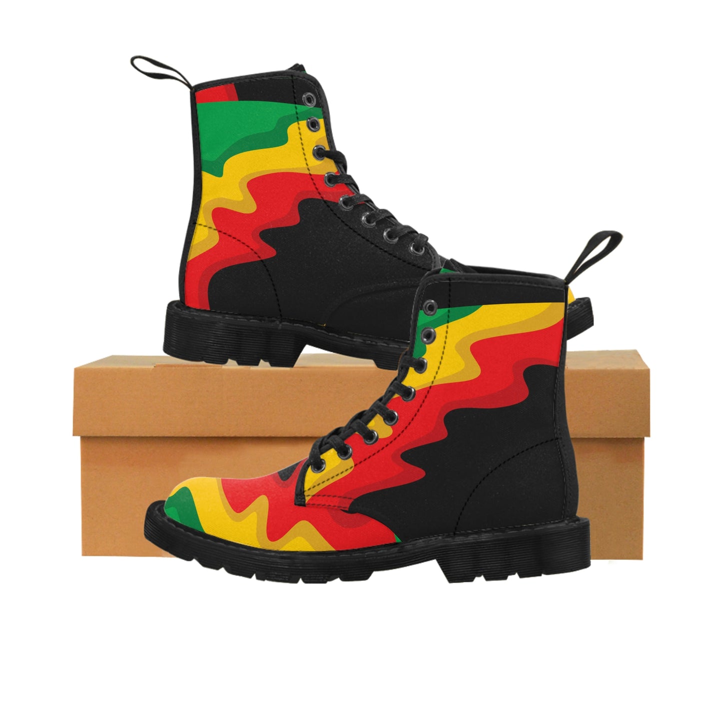 Rasta Print Customized Men's Canvas Boots