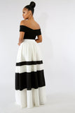 black & white striped maxi skirt