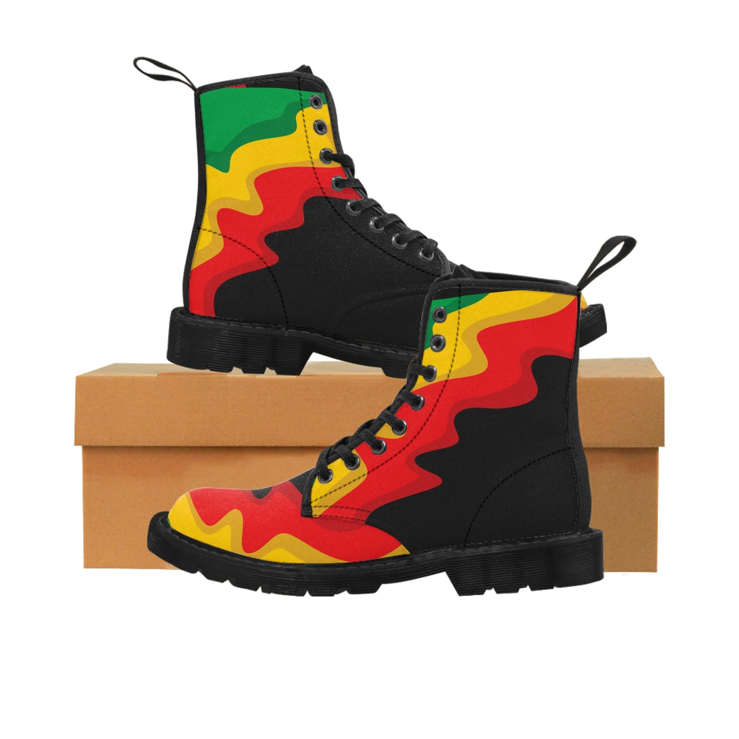 Customized Rasta Print Women's Canvas Boots