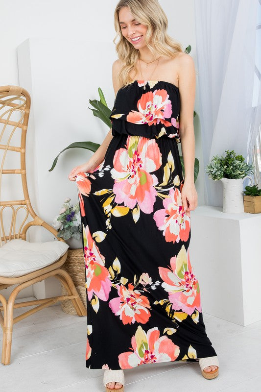Floral Off Shoulder Maxi Dress
