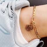 18K GOLD PLATED INITIAL LETTER ANKLET
