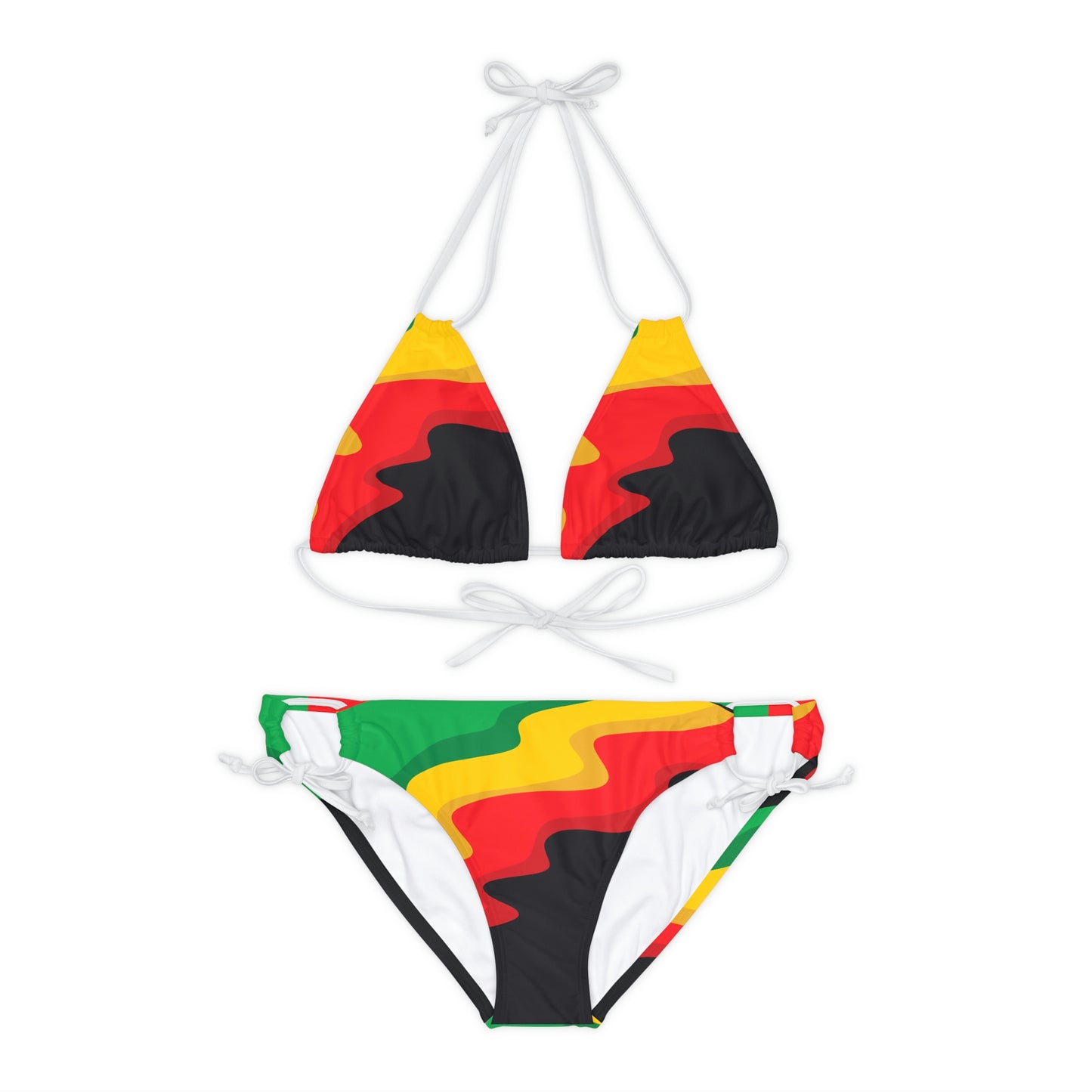 Rasta Print Strappy Bikini Set