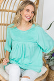PLUS SIZE SOLID PINTUCK TUNIC BLOUSES