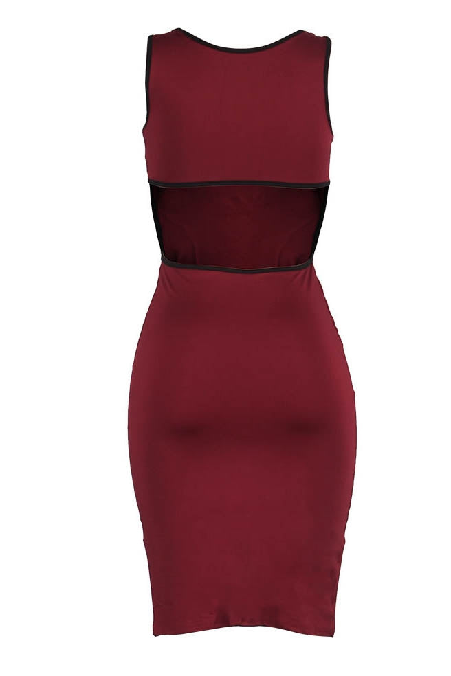 "love more hate less" word printed open back dress