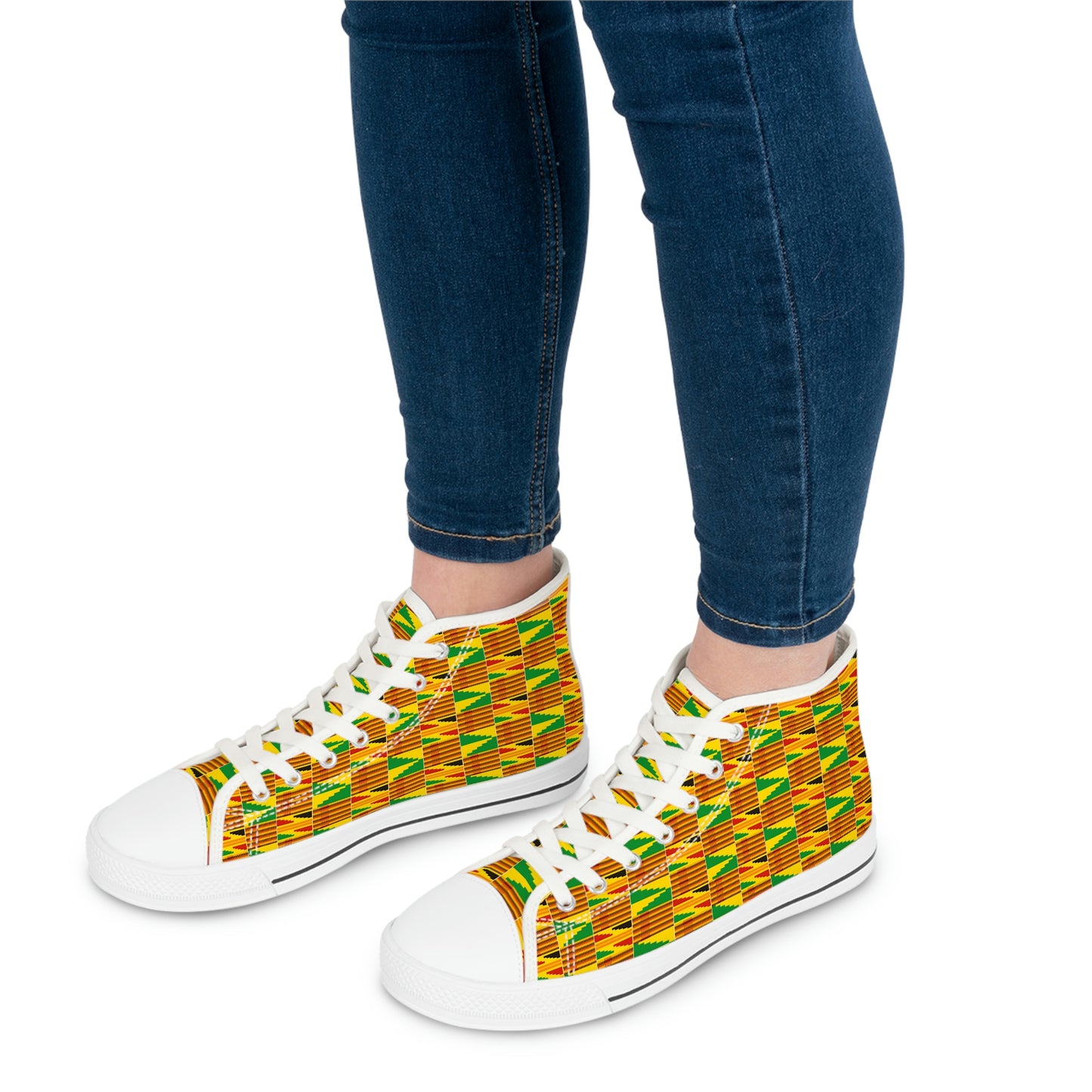 Customized Kente Print Women's High Top Sneakers