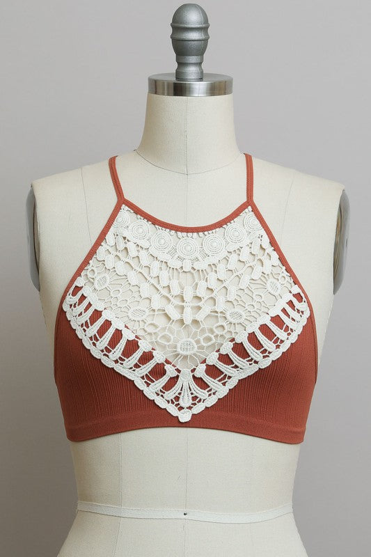 Crochet Lace High Neck Bralette (6 Color Choices)