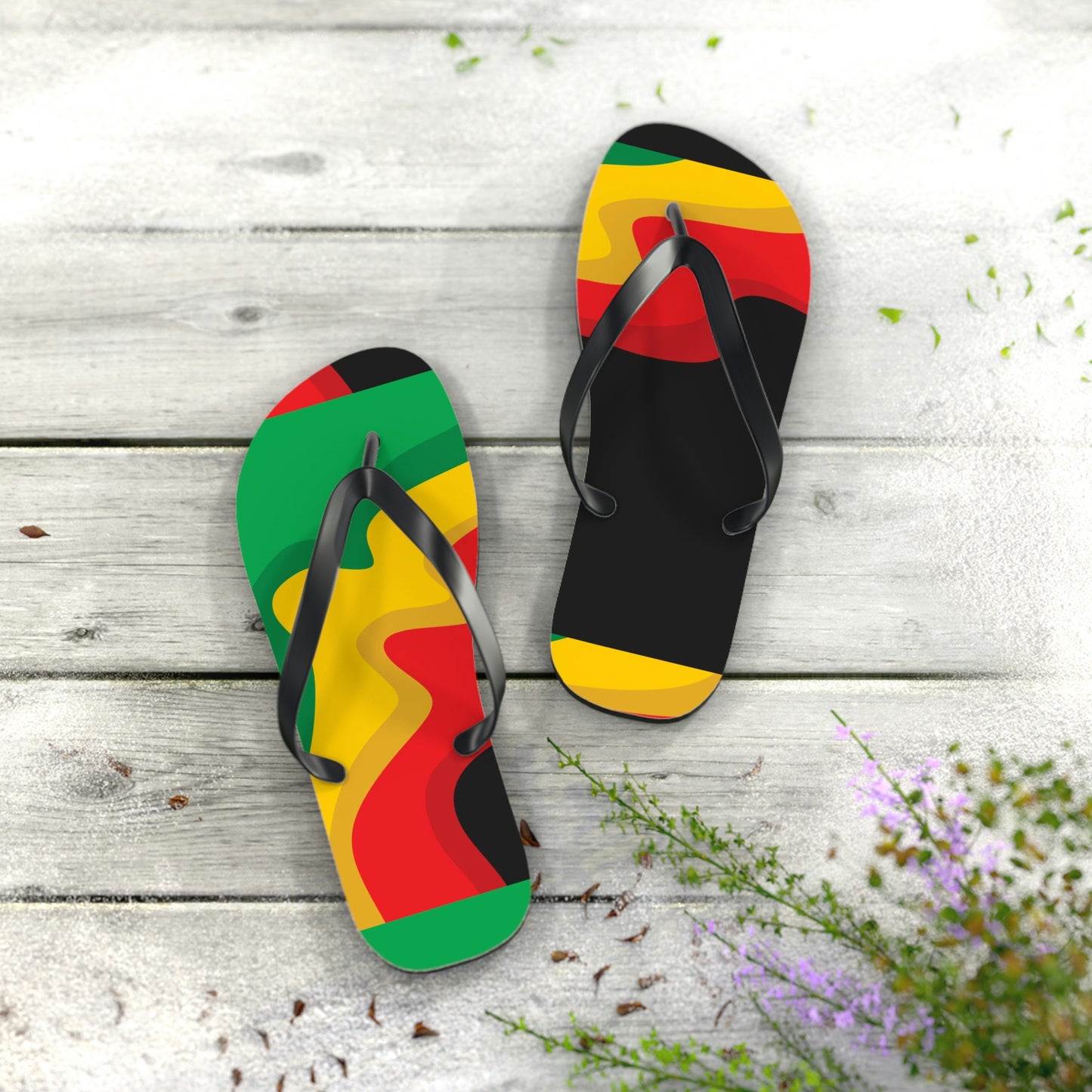 Rasta Print Flip Flops