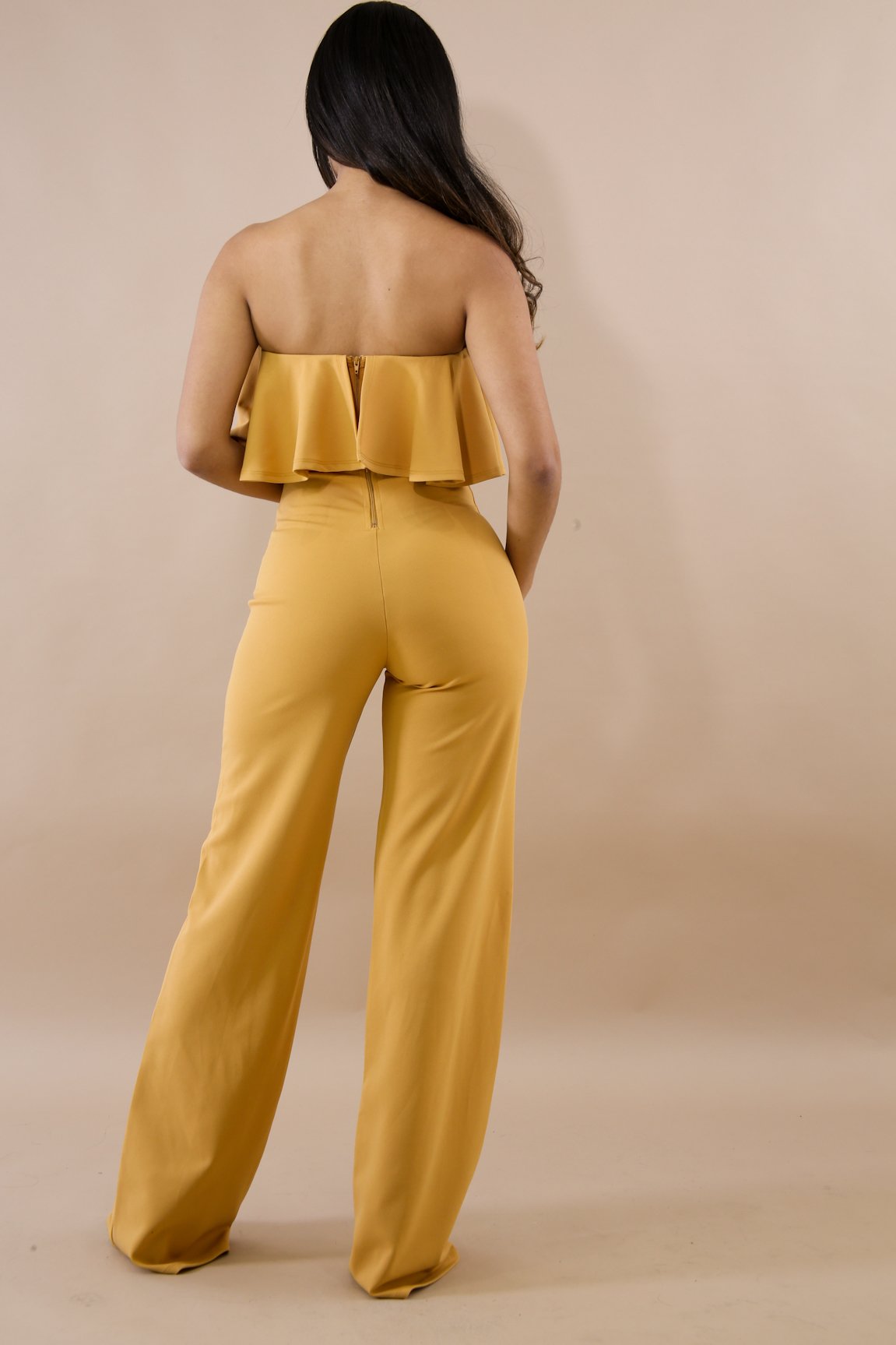tube ruffled back zippered jumpsuit