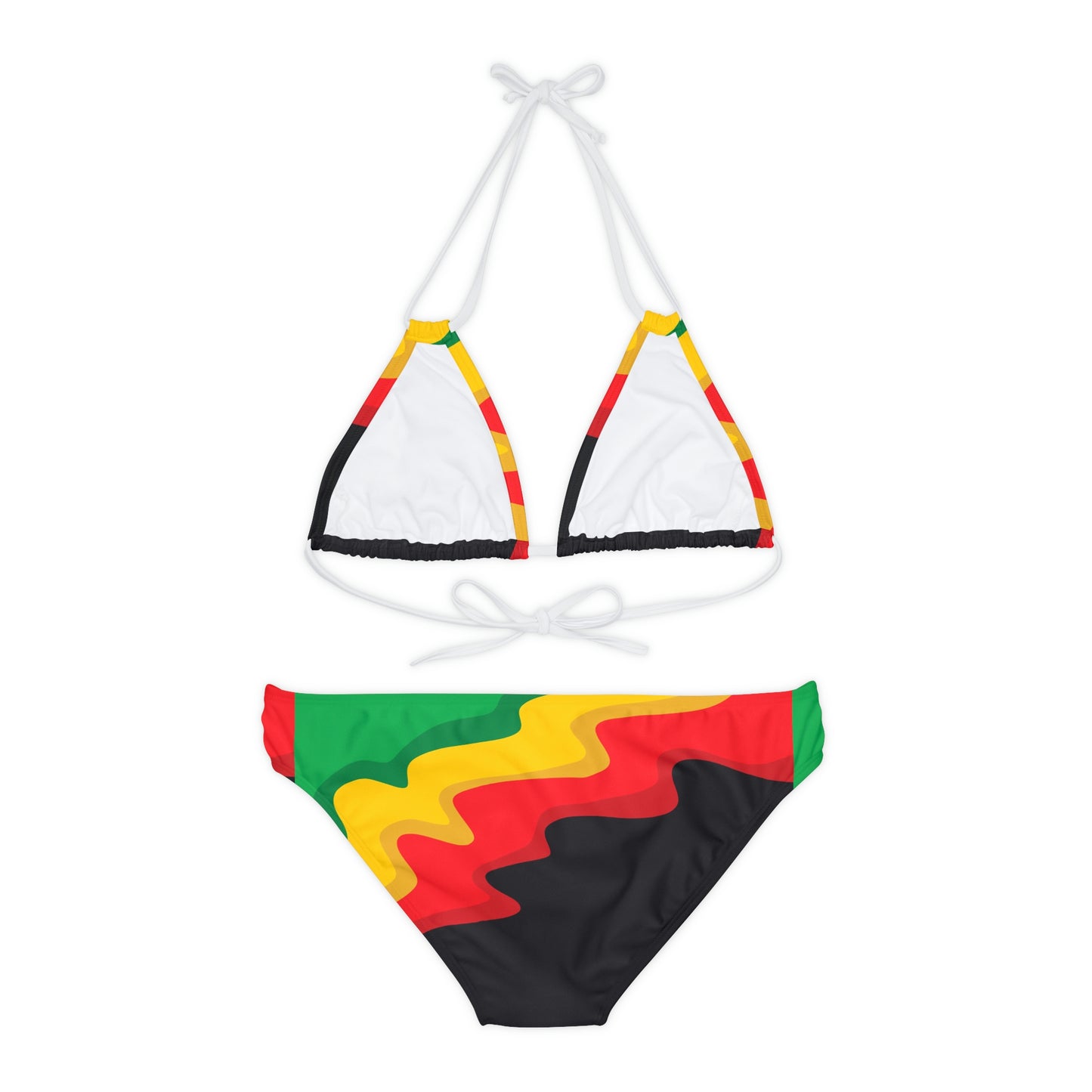 Rasta Print Strappy Bikini Set
