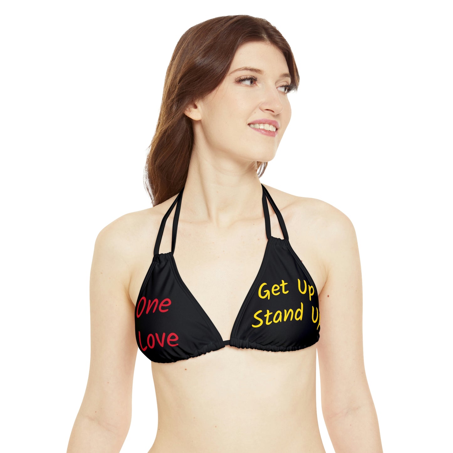 Rasta Reggae Lyric Graphic Print Strappy Bikini Set