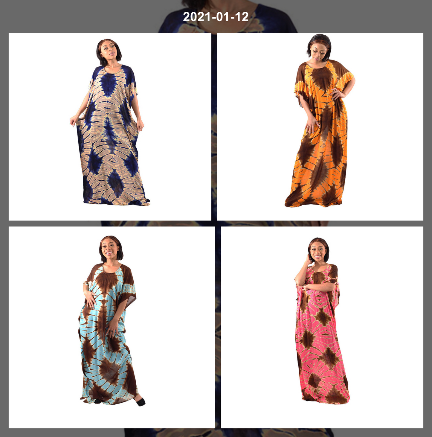 batik tie-dye kaftan maxi