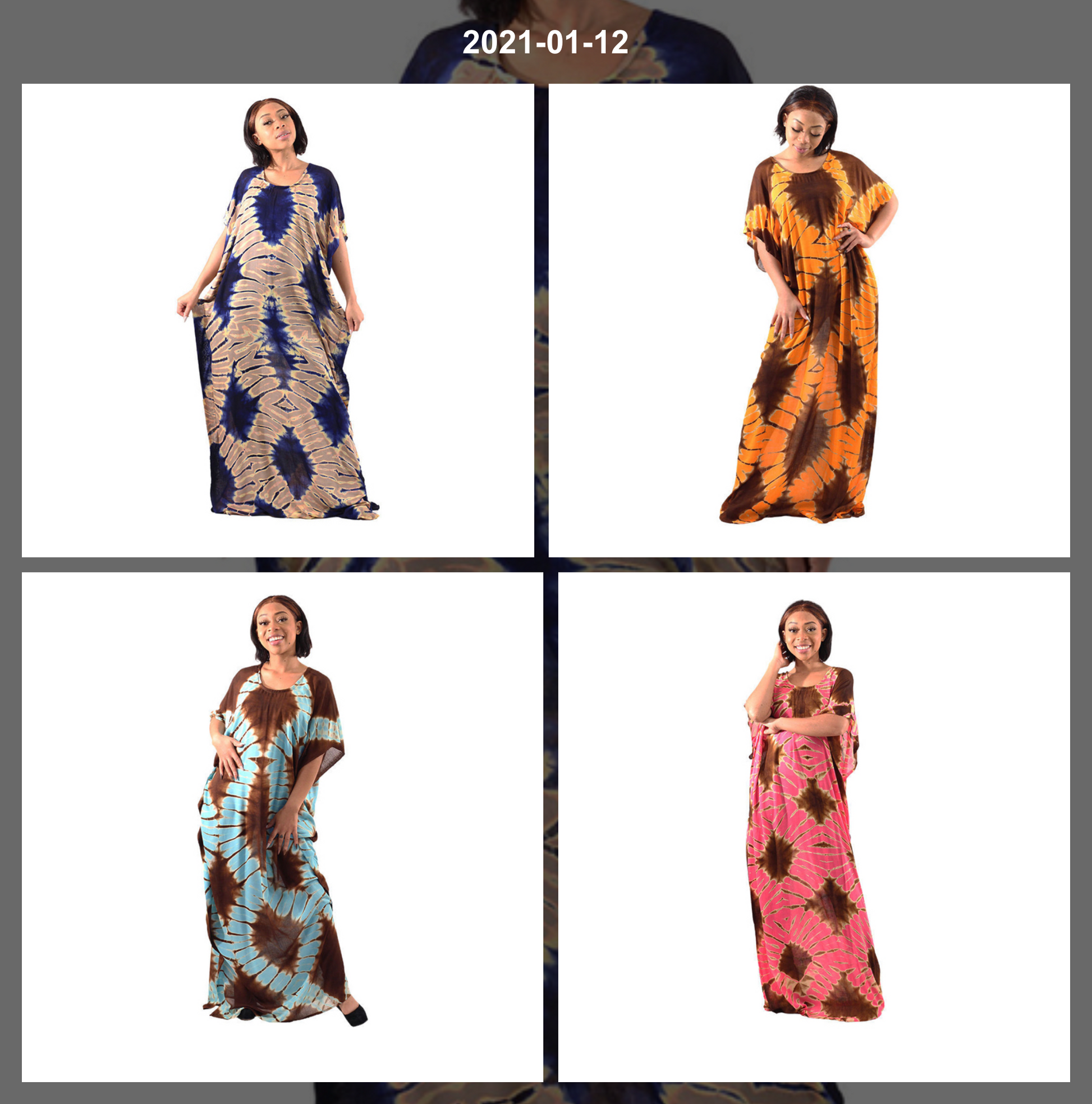 batik tie-dye kaftan maxi