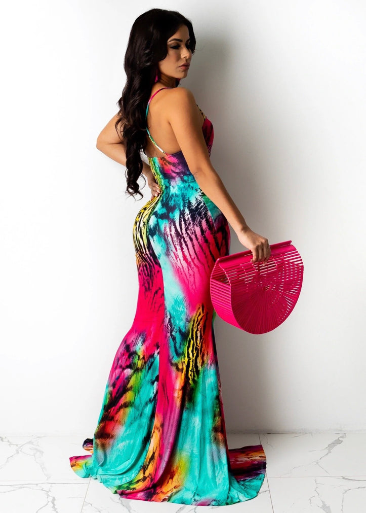 tropical delights mermaid tail maxi dress