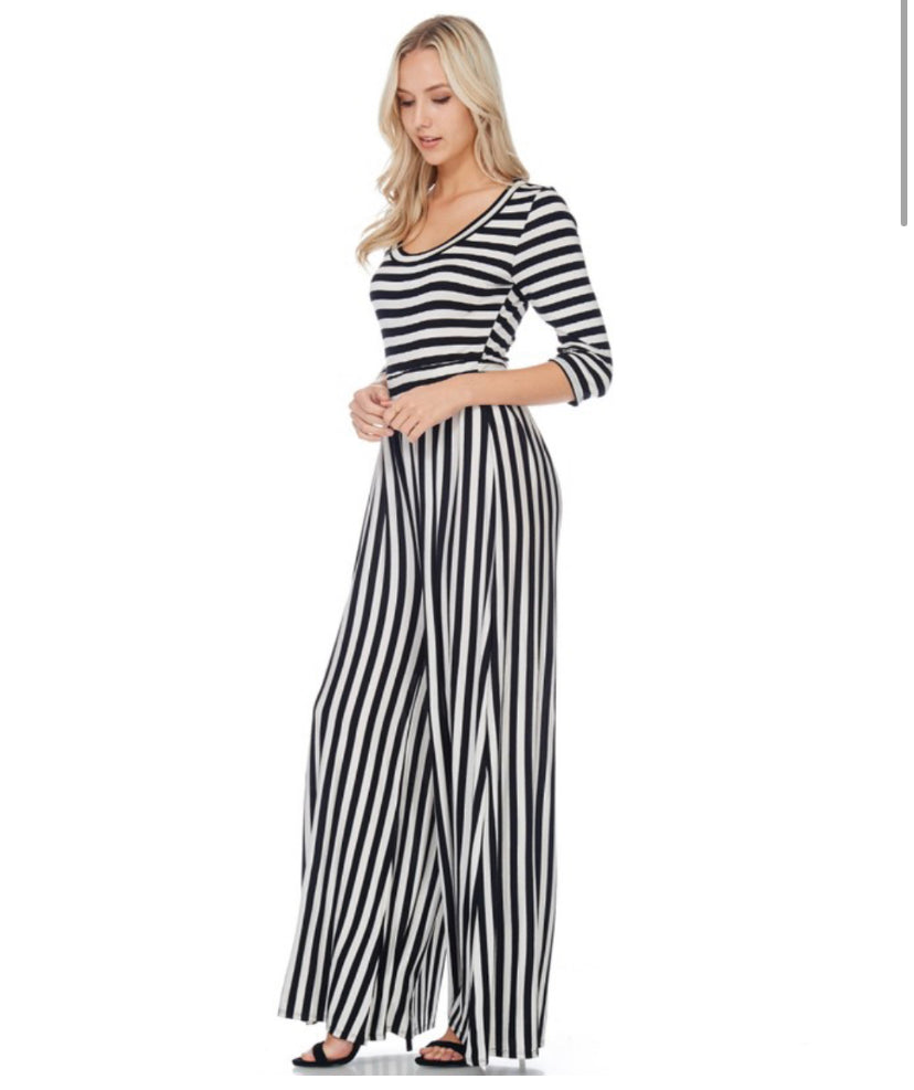 black & white striped jumpsuit