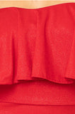 shimmering red ruffled mini dress