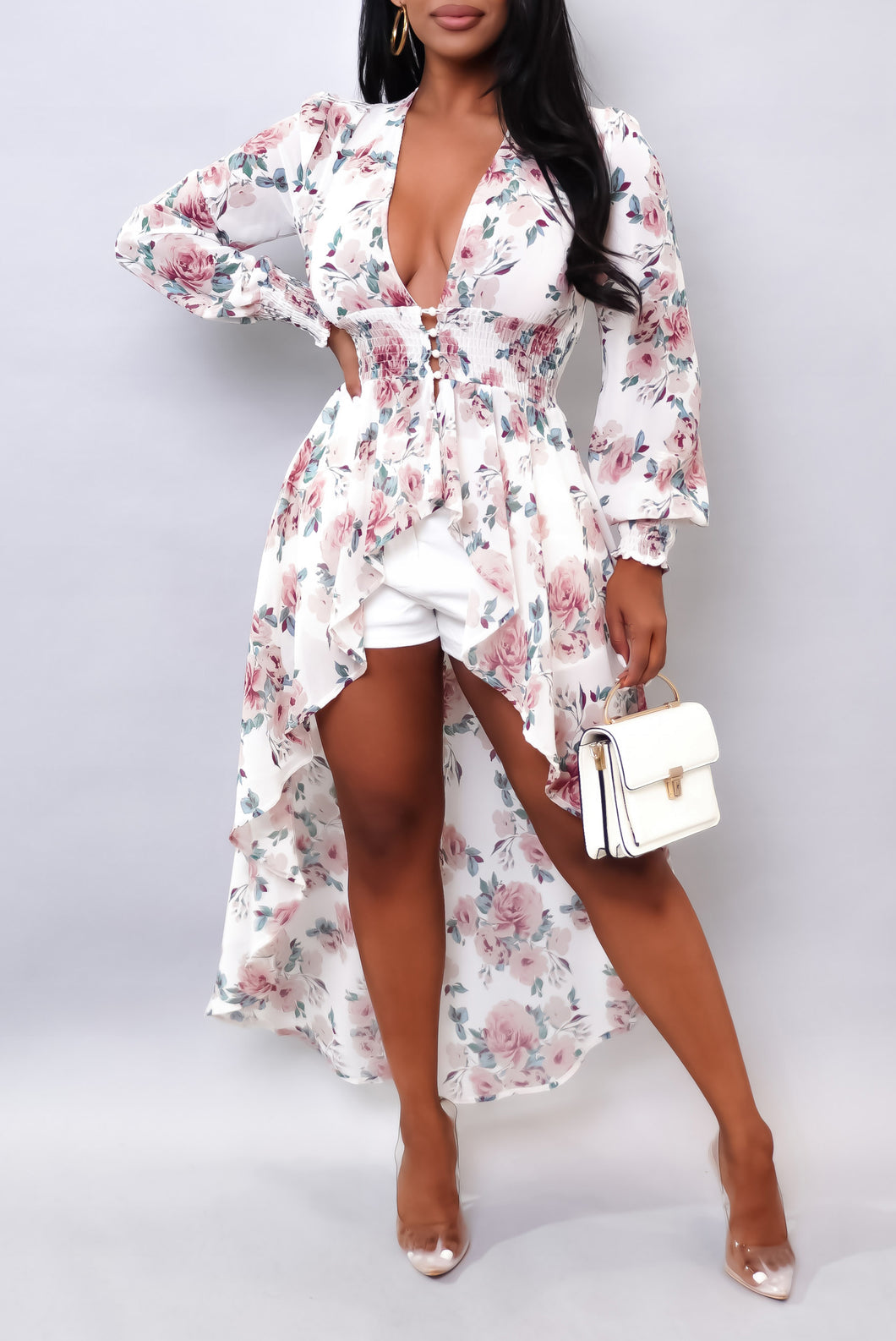 blush & white high low top