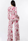 “star” printed long sleeve stretch jumpsuit