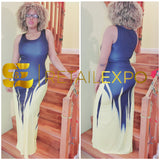 streaked up color maxi dress