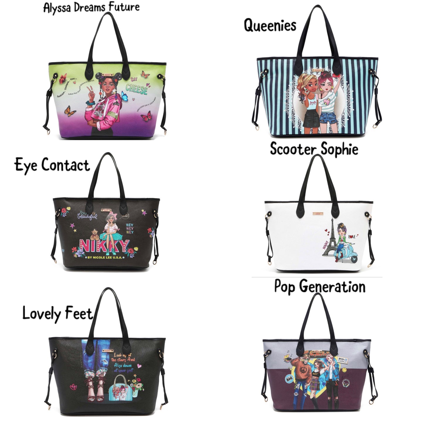 nicole lee “nikky” large shopper bags (nk12200)