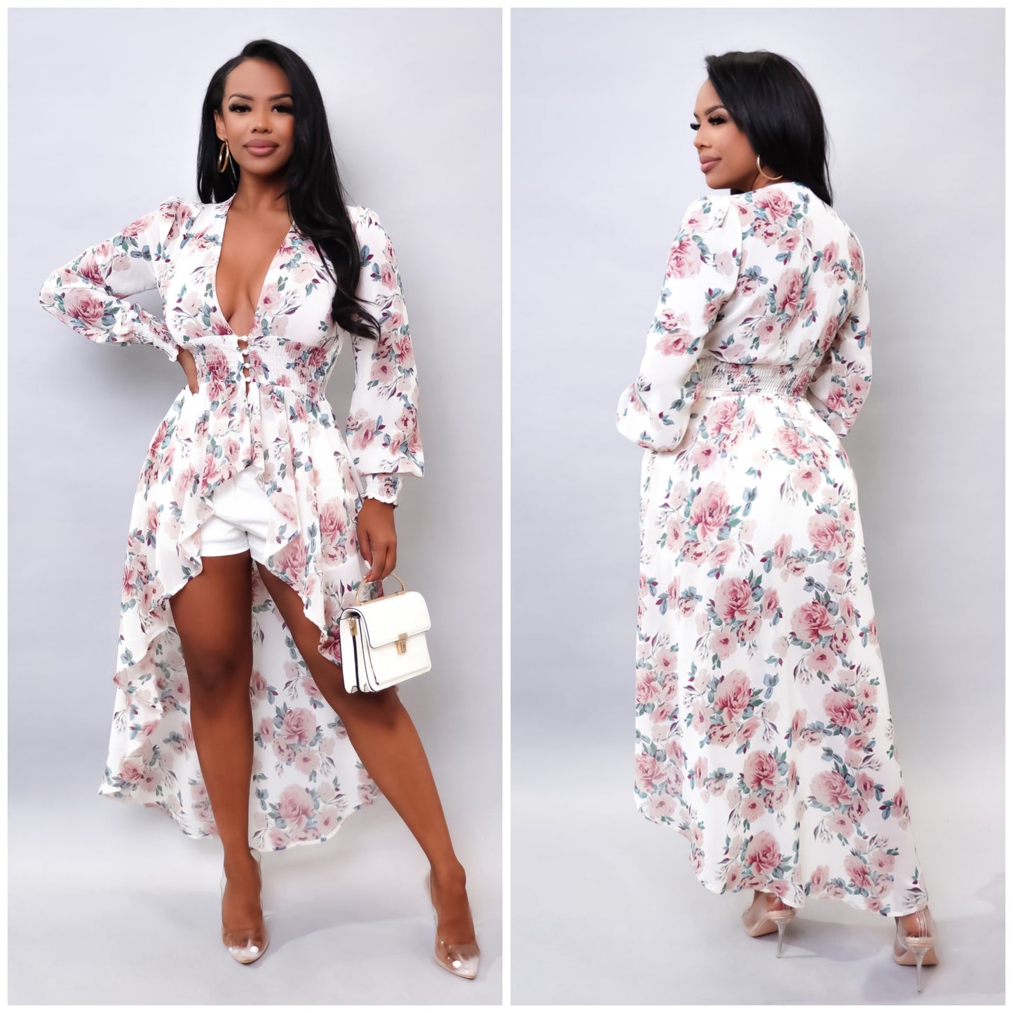 blush & white high low top