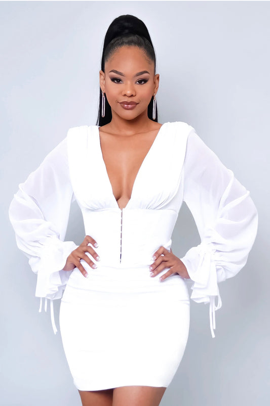 “a walk to remember” corset top white mini dress