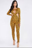 leopard print jumpsuit with open sides
