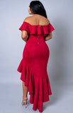 Red “Tango” High Low Ruffled Dress